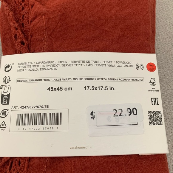 Nwt Zara Home Cloth Napkins - Picture 3 of 3